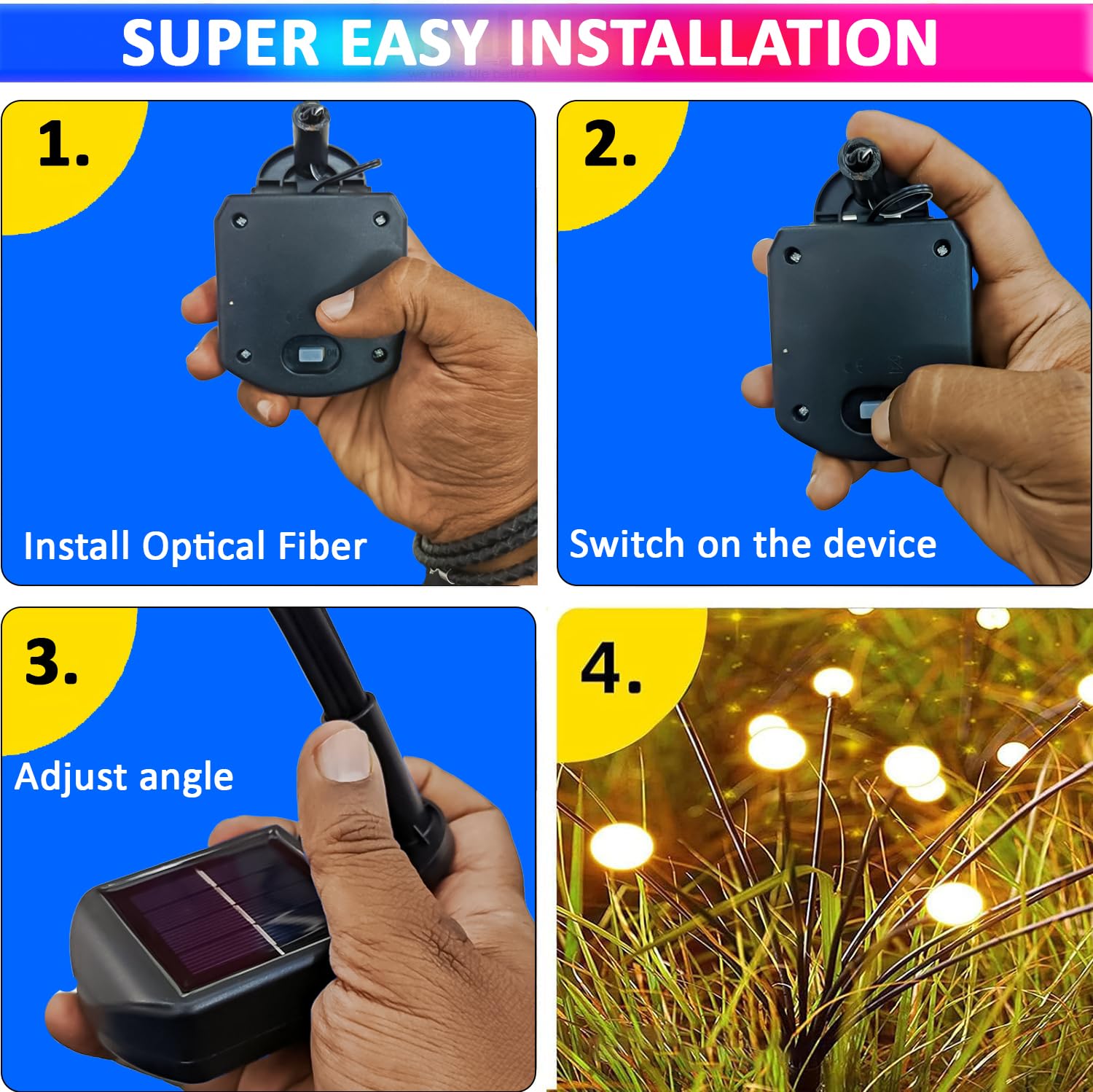 Outdoor Solar-Powered Warm-White Garden Light with 6 LEDs Auto On/Off Features (Pack of 2)