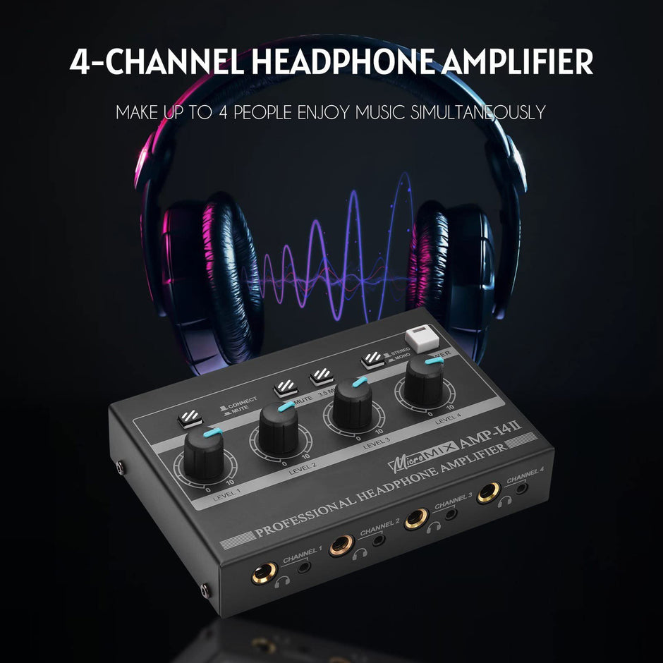Mini Stereo Headphone Amplifier with Power Adapter