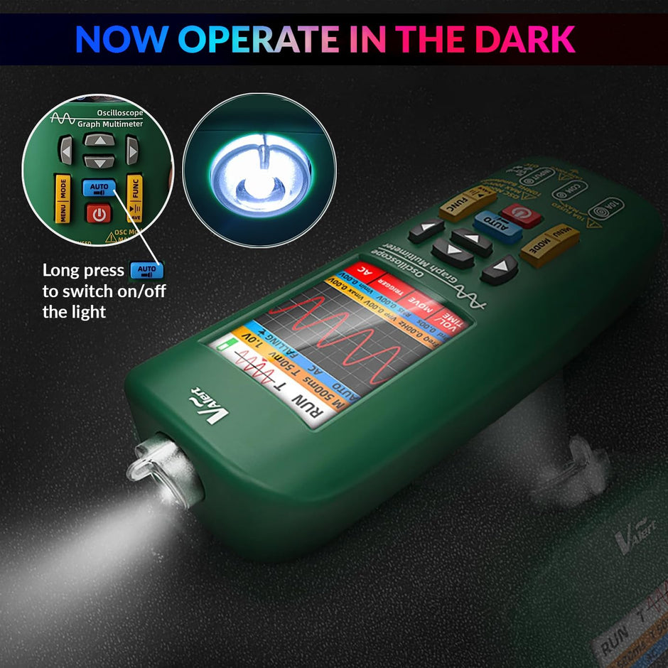 3-in-1 Digital Oscilloscope, Multimeter & Test Pen, Rechargeable, 2.8" TFT, 10MHz Bandwidth