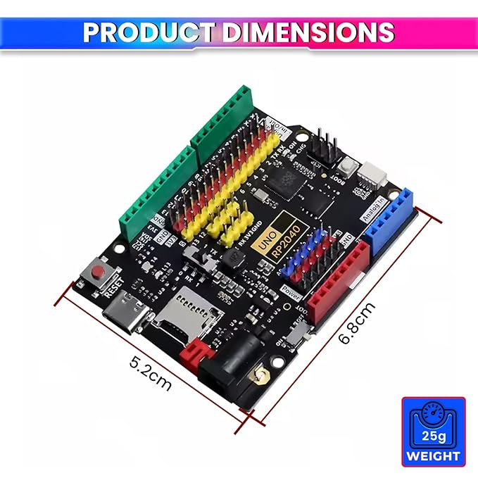 Raspberry Pi UNO RP2040 Development Board – Dual-Core ARM Cortex-M0+, 16MB Flash, Type-C USB