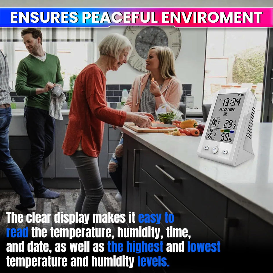 Digital Thermometer Hygrometer – Smart Temp & Humidity Monitor with Time & Date Display, Rechargeable Battery amiciKart c0tmiz-hs.myshopify.com