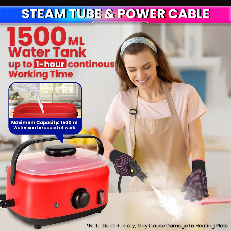 1300W High-Pressure Steam Blasting Machine Portable Steam Cleaner with 1.5L Water Tank