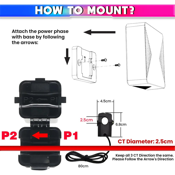 3-Phase WIFI Power Monitoring Device with SmartLife App Connectivity and 3-200A External CT for Real-Time Energy Tracking