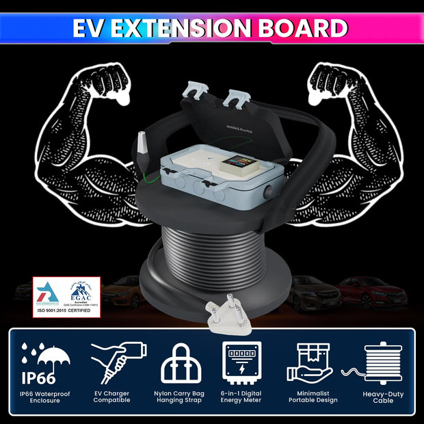EV Charging Extension Board Digital Energy Meter with Waterproof & ON/Off Switch for Outdoor EV Charging Solution