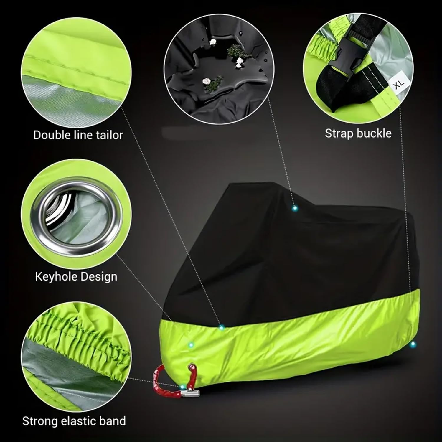 Motorbike Cover XXL Size, Dustproof & Waterproof Bike Cover with Elastic Bottom amiciKart