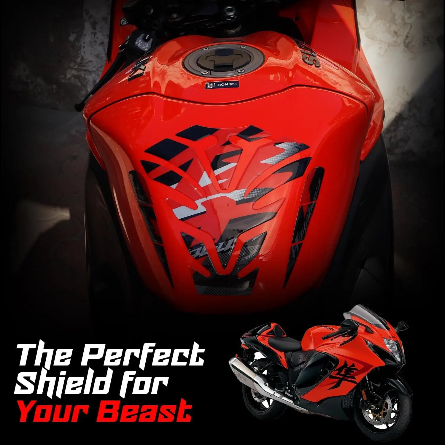 Suzuki Hayabusa GSX1300R Gen 3 3D Tank Pad – UV Resin, Scratch-Resistant, Custom Fit Fuel Tank Protector