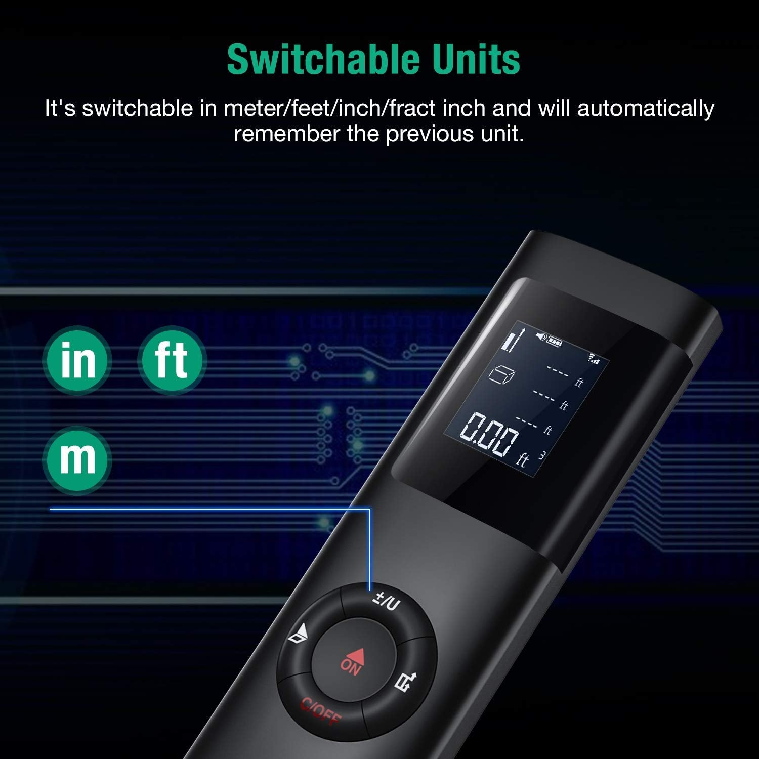 Laser Distance Meter, 40M Multi-Functional Laser Sensor for Area/Volume/Pythagorean Measuring Tool with Back-Lit, Auto Power Off and USB Rechargeable