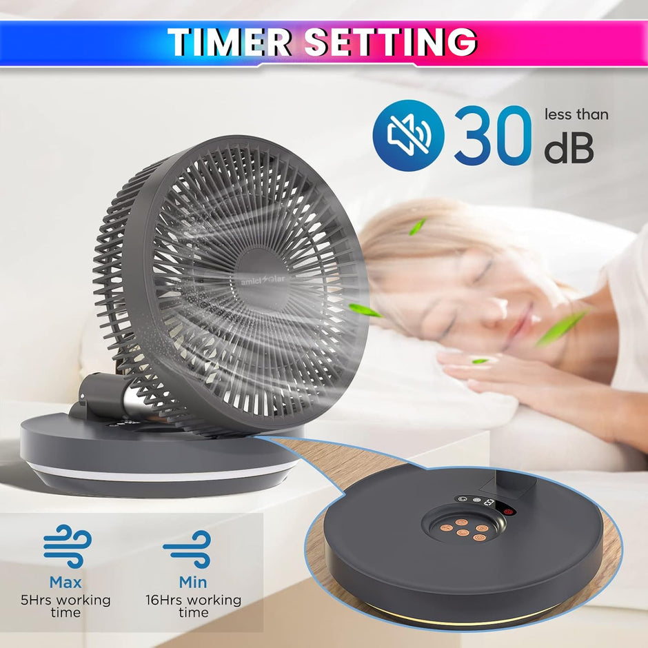 10-Inch Telescopic Rechargeable Stand Fan – 8-Speed Folding Fan with Remote & 9000mAh Battery