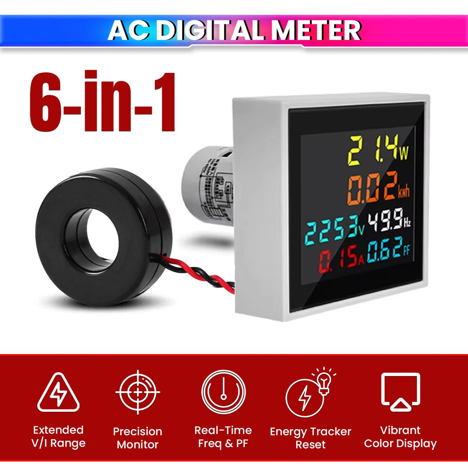 Multi-Function Digital Power Meter | Voltmeter, Ammeter, kWh, Power, Frequency & PF Monitor
