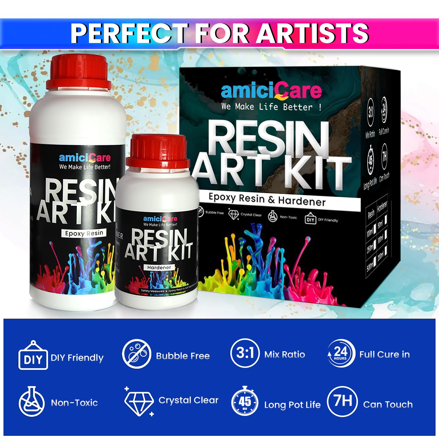 Premium Epoxy Resin Art Kit – Crystal Clear, High Gloss DIY Craft Resin ( 700ml )