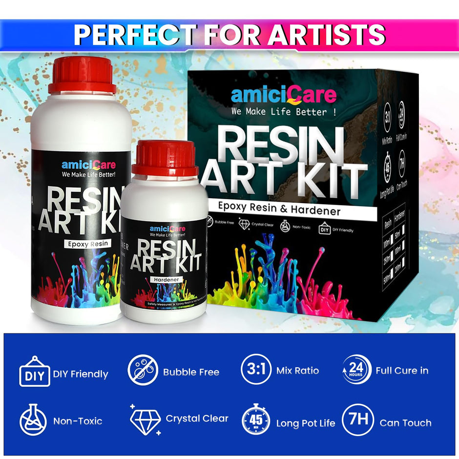 Premium Epoxy Resin Art Kit – Crystal Clear, High Gloss DIY Craft Resin ( 700ml )