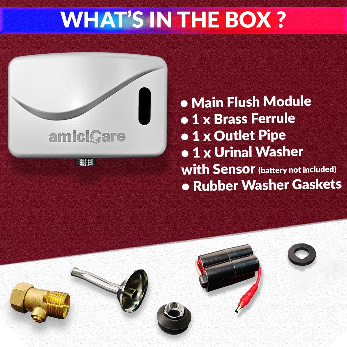 Automatic Urinal Flush Sensor, Touchless Flush Valve for Male Urinal with Infrared Sensor amiciKart