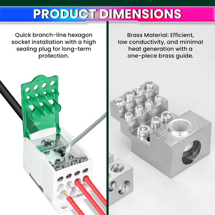 Heavy-Duty Terminal Block Junction Box | Multiple Output Ports with Brass Connectors