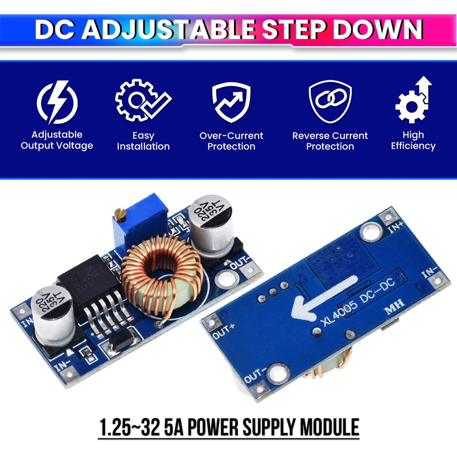 75W DC-DC Buck Convertor, 5V-32V to 1.25V-32V Step-Down Power Supply Module amiciKart