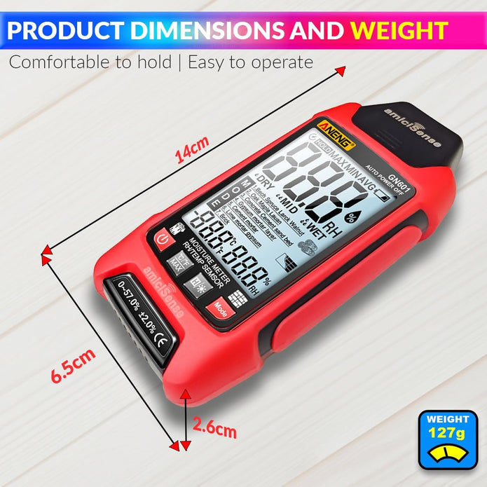 7-in-1 Digital Moisture Meter – Digital Hygrometer For Wall, Wood, Building Materials with Temp Display