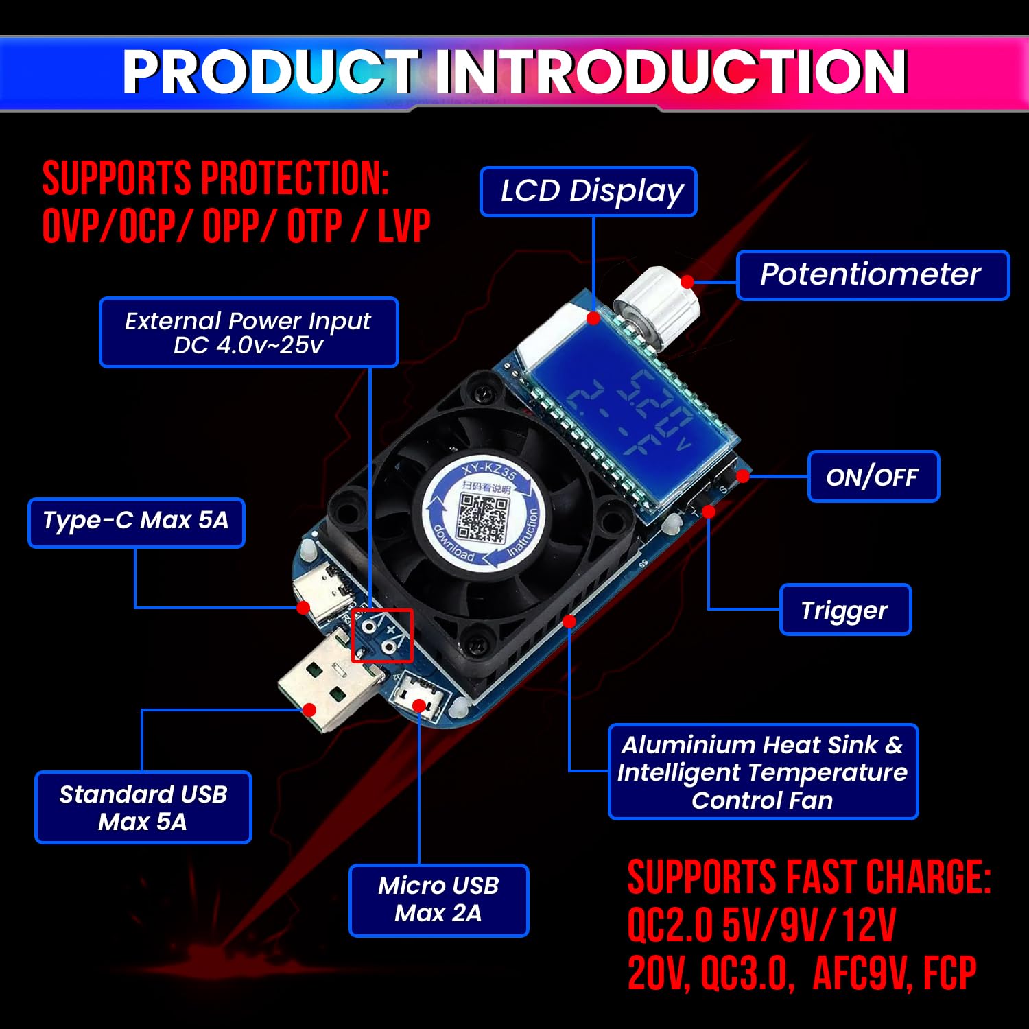 35W USB Load Tester – Adjustable Current, QC2.0/QC3.0 Trigger, Battery Capacity Meter amiciKart c0tmiz-hs.myshopify.com