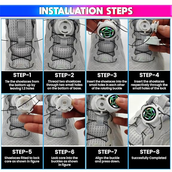 Swivel Shoelace Fastner, No Tie Shoelace with Rotating Buckles Suitable for Sneakers amiciKart c0tmiz-hs.myshopify.com