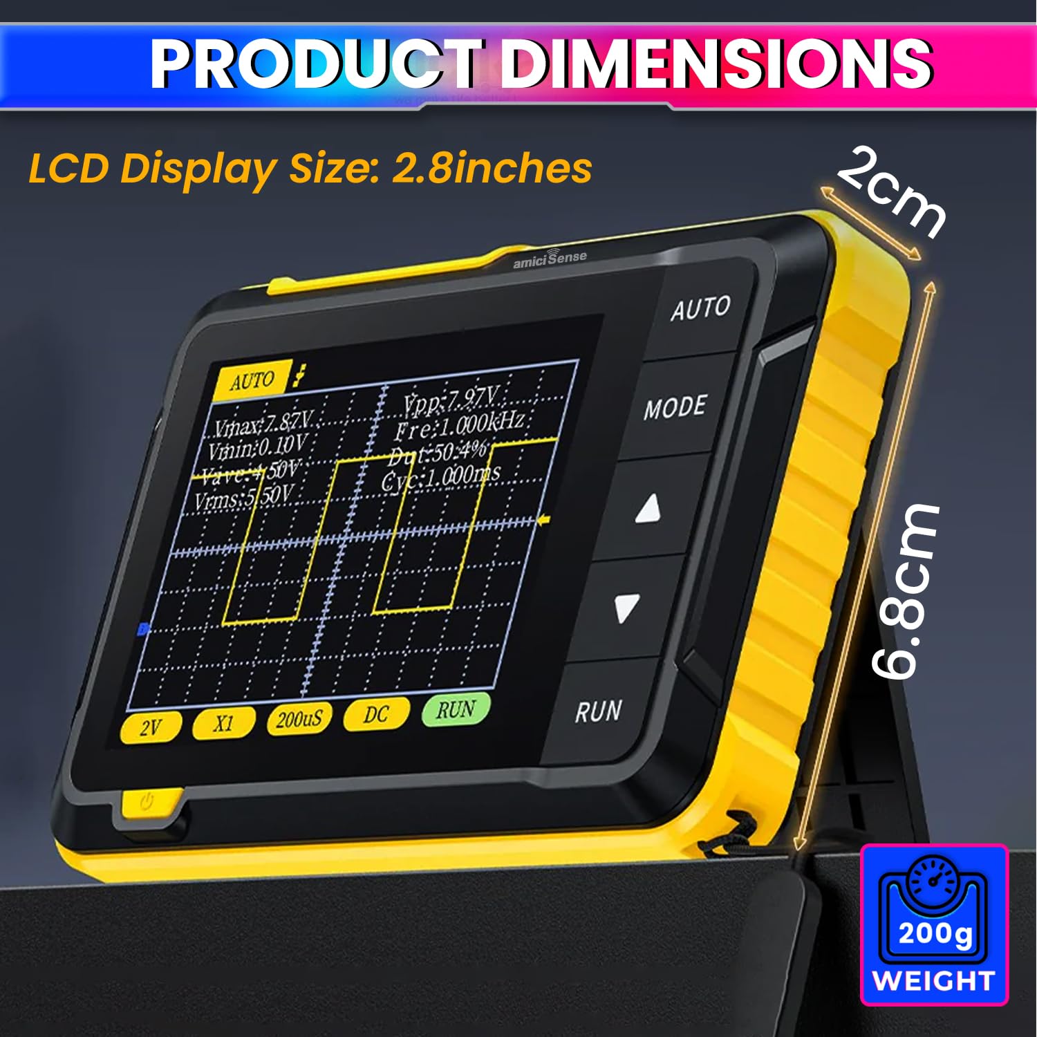DSO-152 Mini Oscilloscope – 2.8'' TFT, Single Channel, 200KHz Bandwidth, 2.5MS/s, USB-C amiciKart c0tmiz-hs.myshopify.com