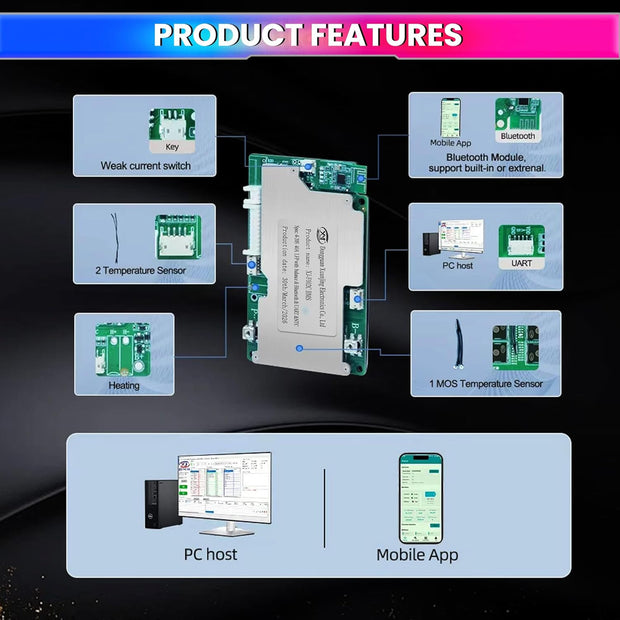 4S–20S 40A Smart BMS for LiFePO4 Battery Pack | Cell Balancing with NTC Protection