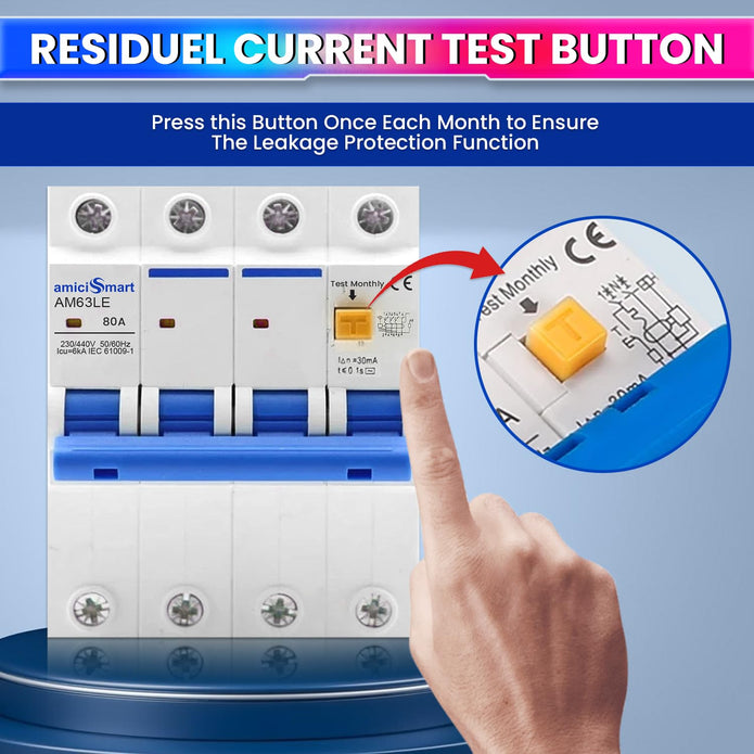 RCCB 63A Circuit Breaker with Leakage & Lightning Protection Prevent Electrical Hazard with Easy Din Rail Mount