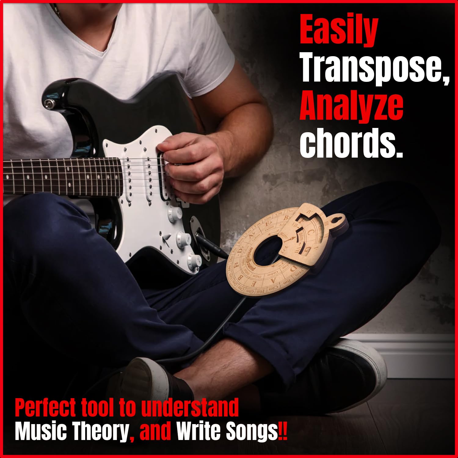 amiciSound Circle of Fifth Wheel for Music Theory Reference, Wooden Melody Tool for Song-Writer Musician