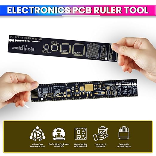 PCB Ruler – Gold-Plated FR4 Circuit Board Reference Tool, 15cm with Footprints & Pinouts amiciKart c0tmiz-hs.myshopify.com
