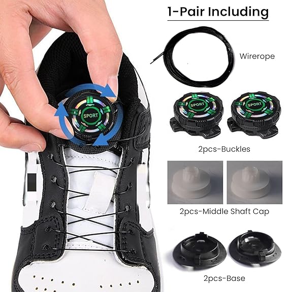 Swivel Shoelace Fastner, No Tie Shoelace with Rotating Buckles Suitable for Sneakers