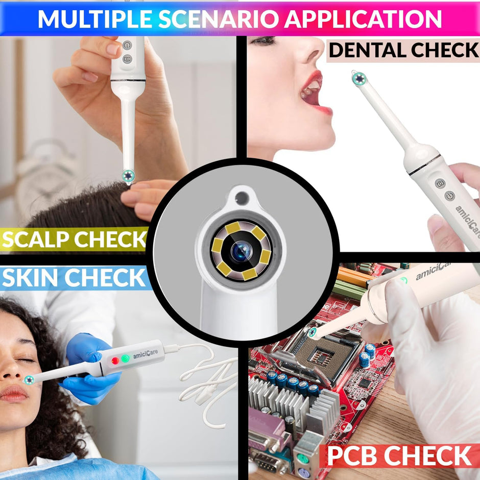 WiFi Oral Endoscope with 6-LED Light - Explore Oral Health with Mobile App Compatibility amiciKart