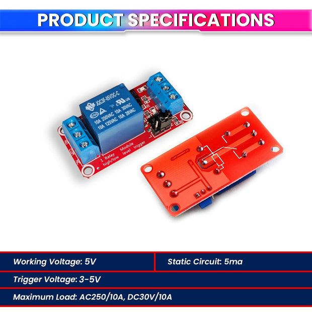 1 Channel Relay Module Shield with Optocoupler – 5V High/Low Level Trigger
