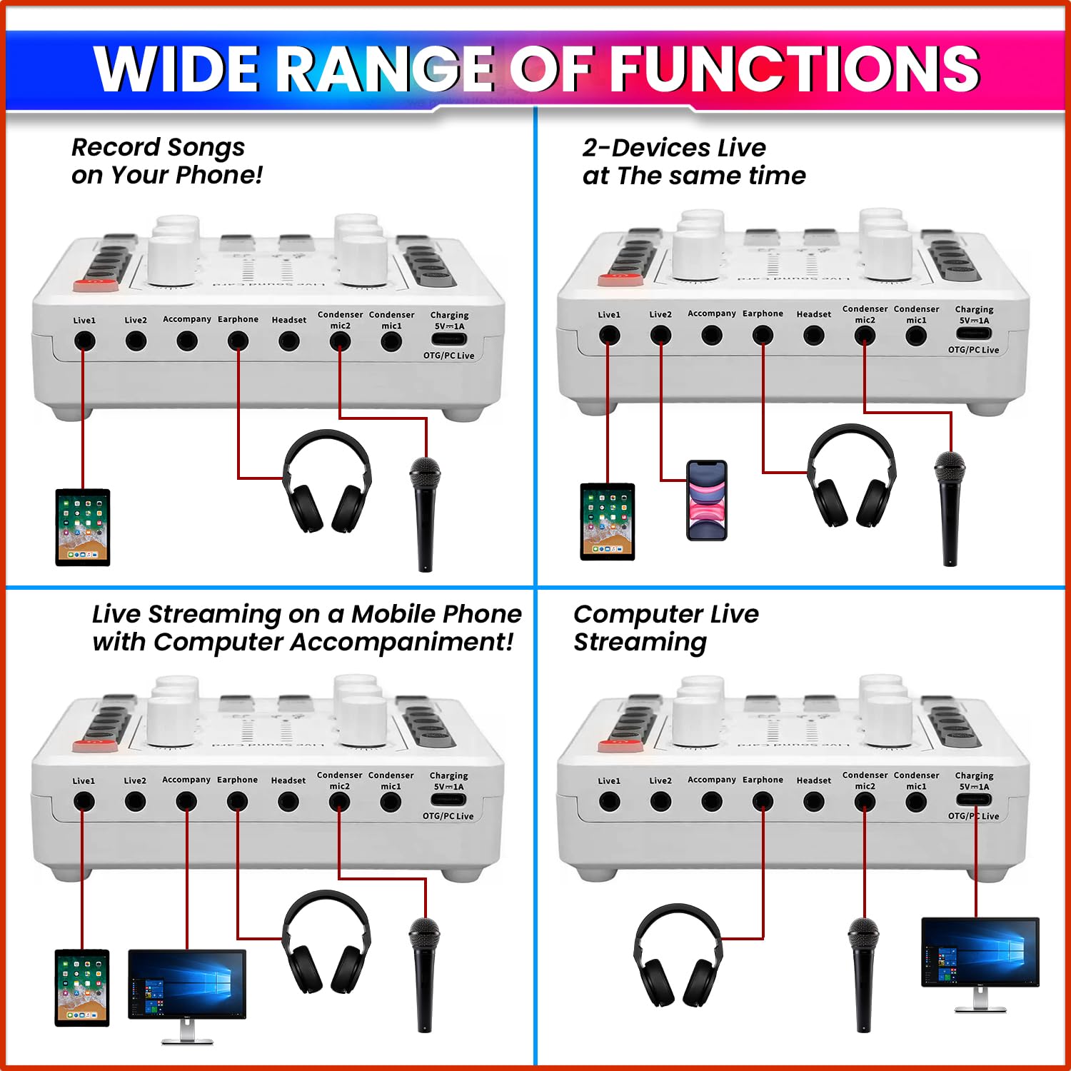 Audio Interface with DJ Mixer Live Sound Card Effects and Voice Changer amiciKart c0tmiz-hs.myshopify.com