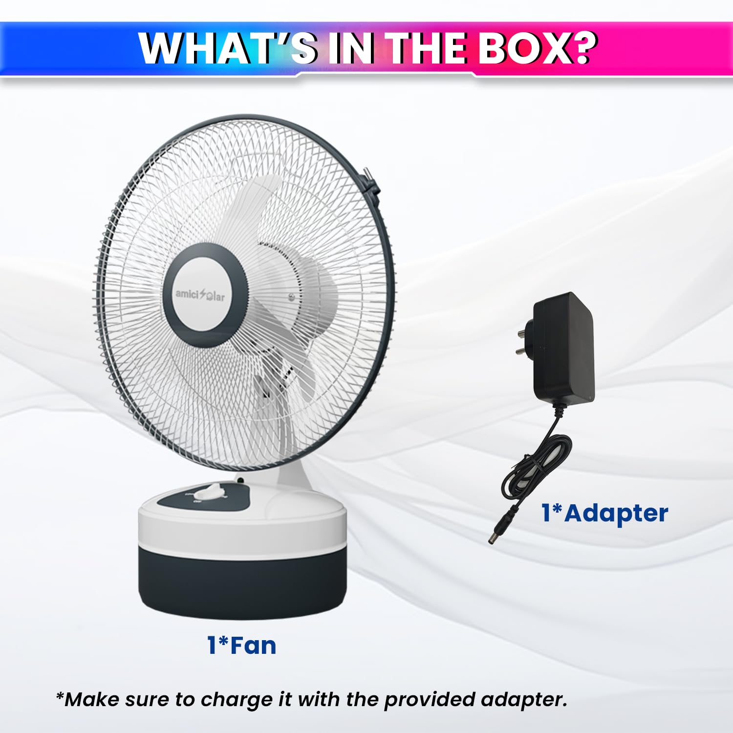 Rechargeable – Portable Table Fan with 14-Hour Battery Backup, Silent Operation, Table Mount