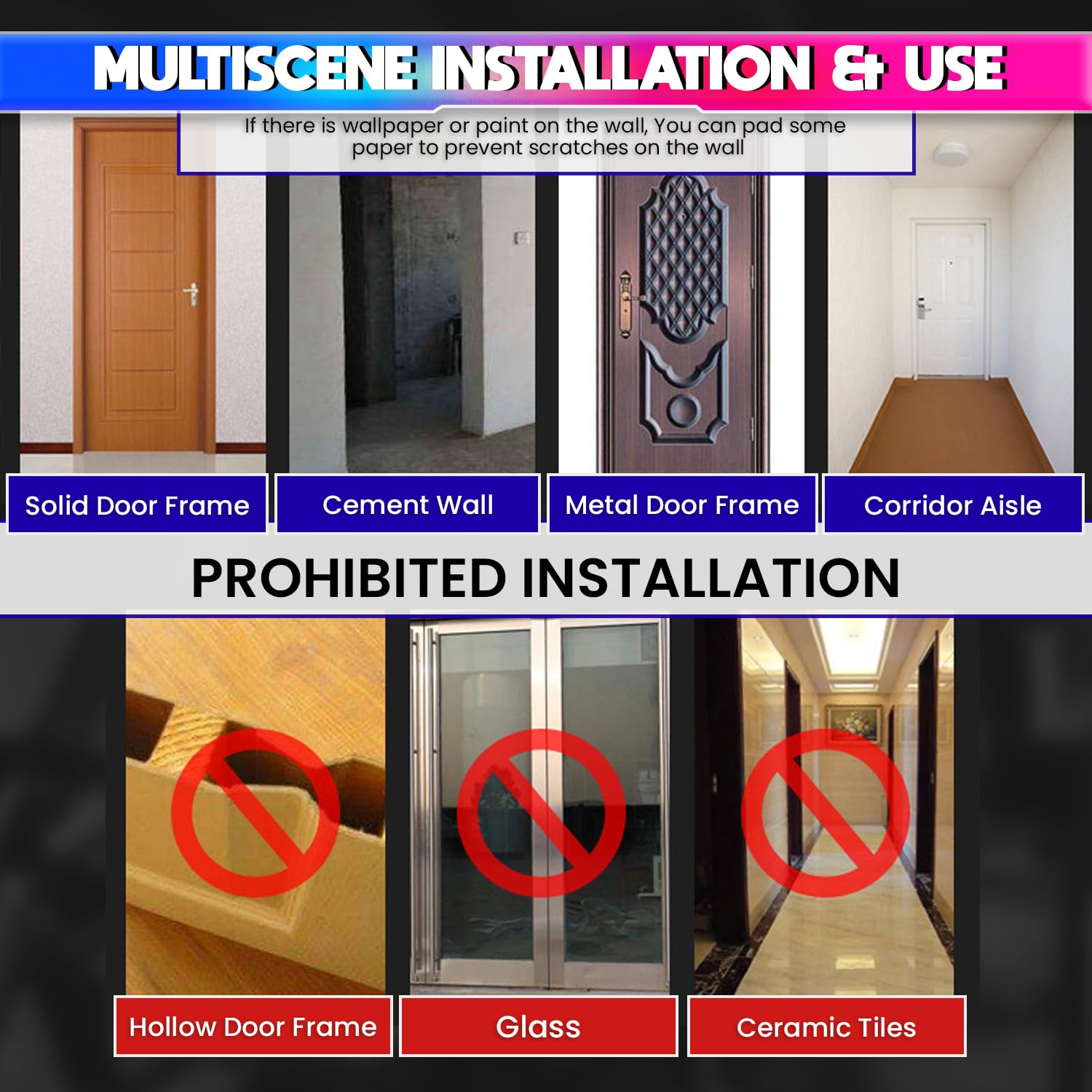 Pull-Up Bar, 65-90cm Adjustable Length with No-Screw Locking Mechanism amiciKart