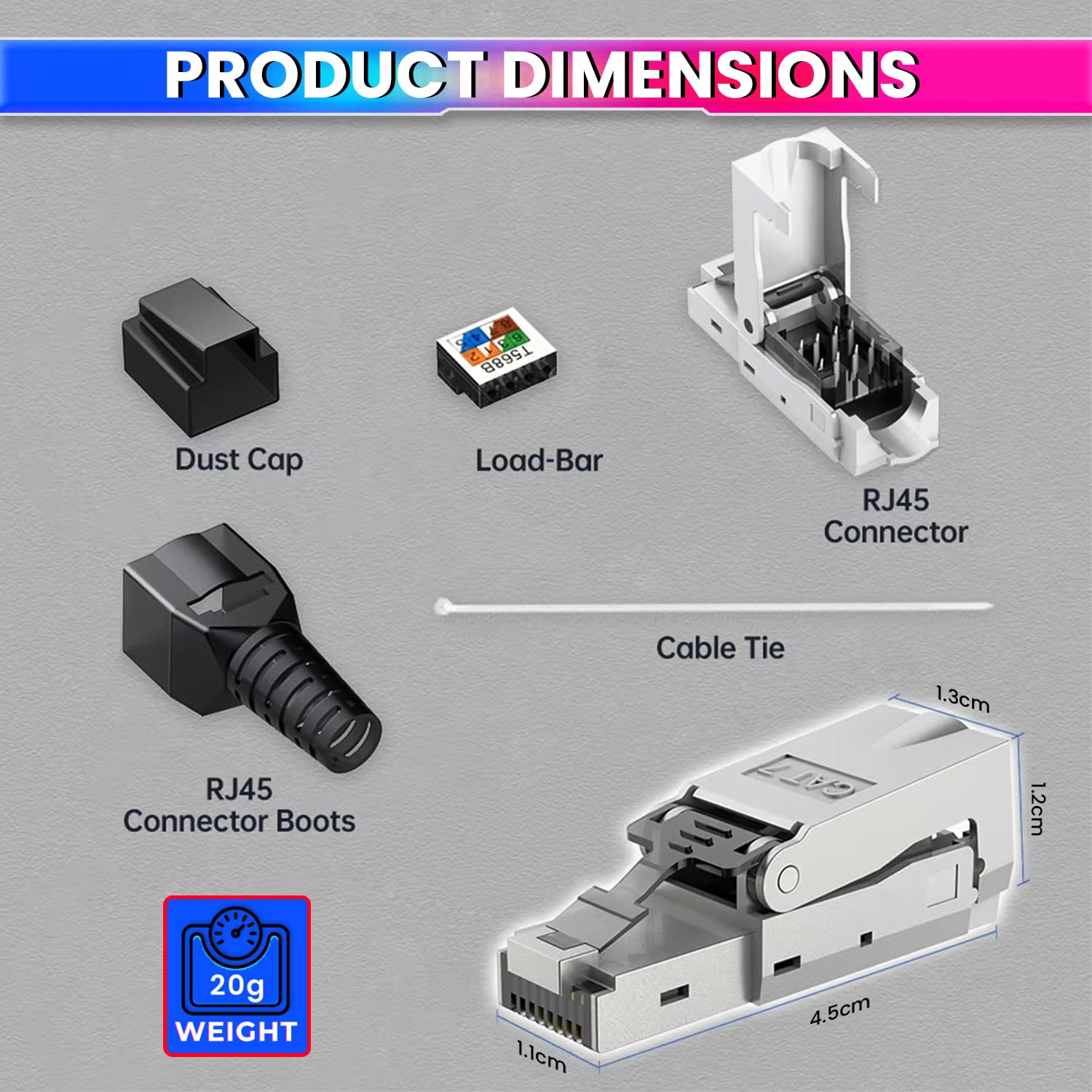 RJ45 CAT7 Reusable Ethernet Termination Plug Compatible with 22-23AWG, 6.0–8.0mm OD Tool-Free Design amiciKart c0tmiz-hs.myshopify.com