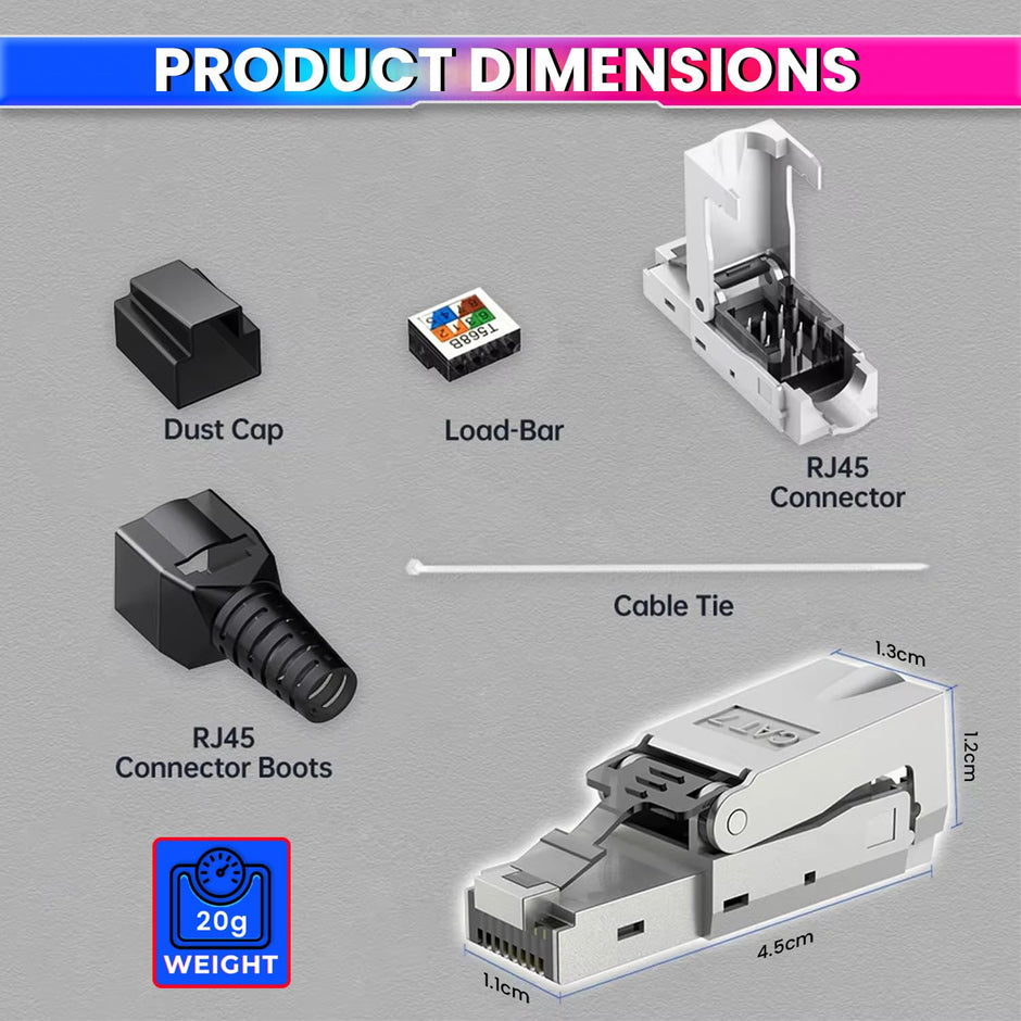 RJ45 CAT7 Reusable Ethernet Termination Plug Compatible with 22-23AWG, 6.0–8.0mm OD Tool-Free Design amiciKart c0tmiz-hs.myshopify.com