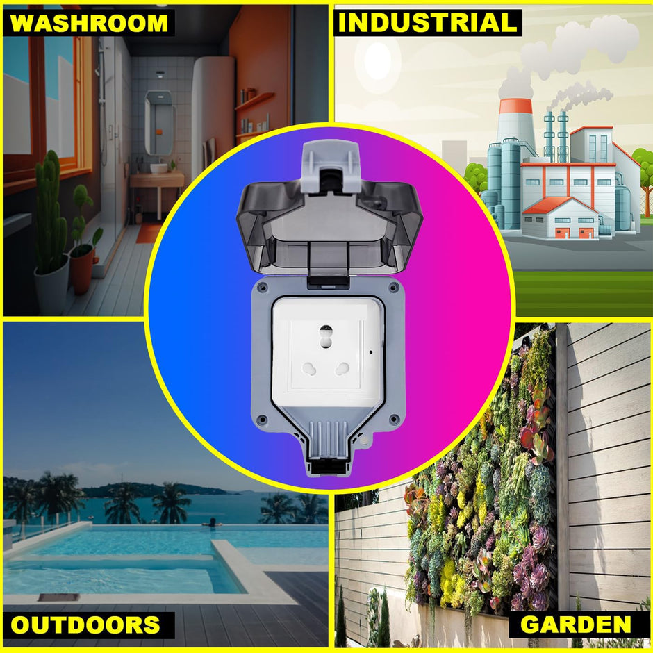 Waterproof Power Socket, 6/16Amp Outdoor Electric Switch Socket Box IP66 (Single Socket)