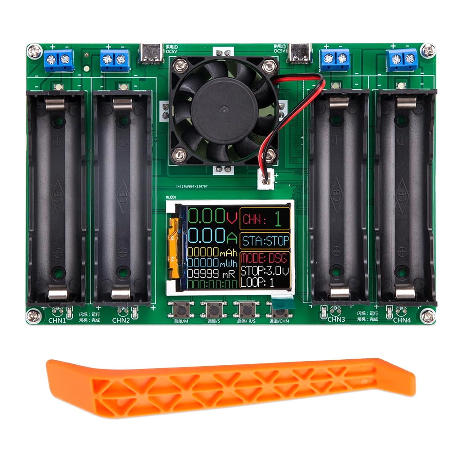 4-Slot Battery Capacity Tester for 18650 Battery Type, Digital Battery Power Detector Module