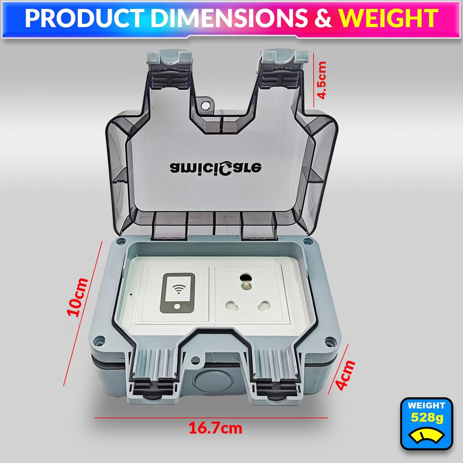 Waterproof Outdoor Power Socket, 6/16Amp Switch Socket with Lockable Cover & Dual Outlets, Wi-Fi socket amiciKart