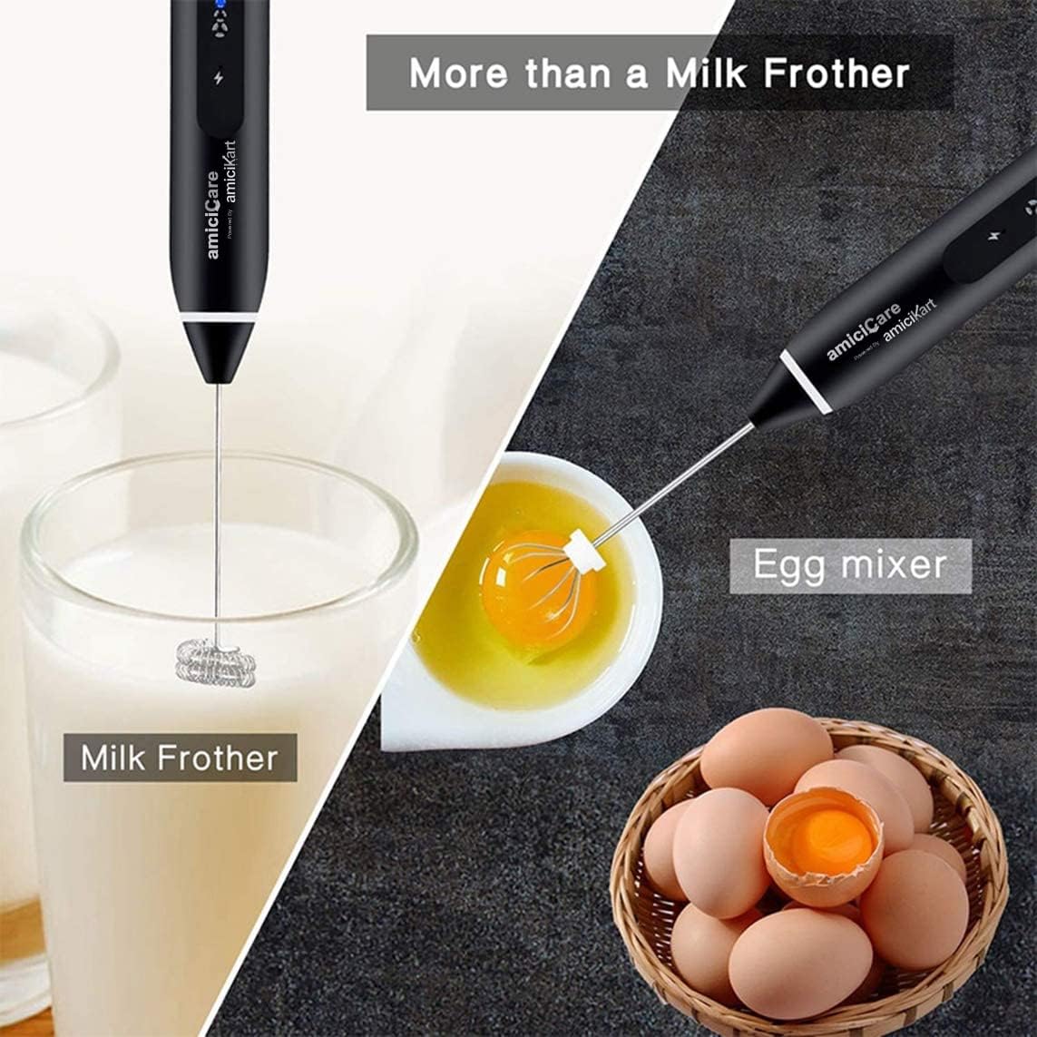 Milk Frother – USB Rechargeable Handheld Foam Maker, 3-Speed Adjustable for Latte, Coffee, Milkshakes & Egg Beater