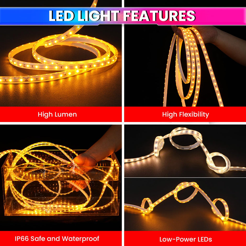 Warm White Waterproof LED Rope Light for Home, Garden, Events & Décor Flexible Decorative Strip Light 18M amiciKart c0tmiz-hs.myshopify.com