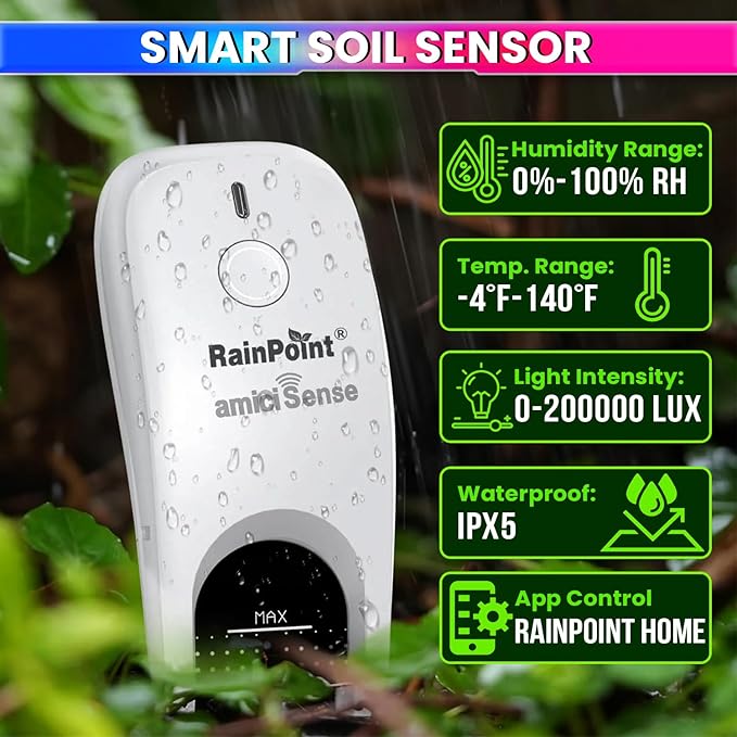 3-in-1 Soil Moisture, Temperature & Light Sensor | WiFi Soil Monitor for Garden & Greenhouse