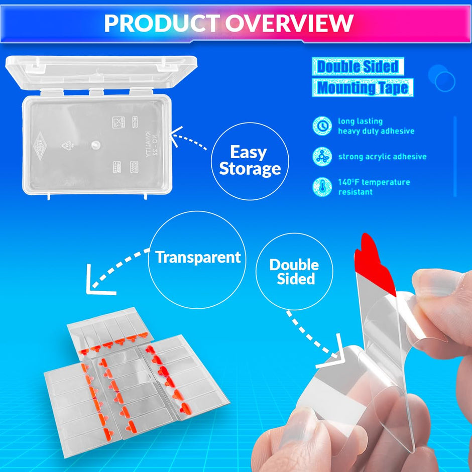 Double Sided Transparent Tape, No-Residue High Adhesive Sticker 60Pcs/Box amiciKart