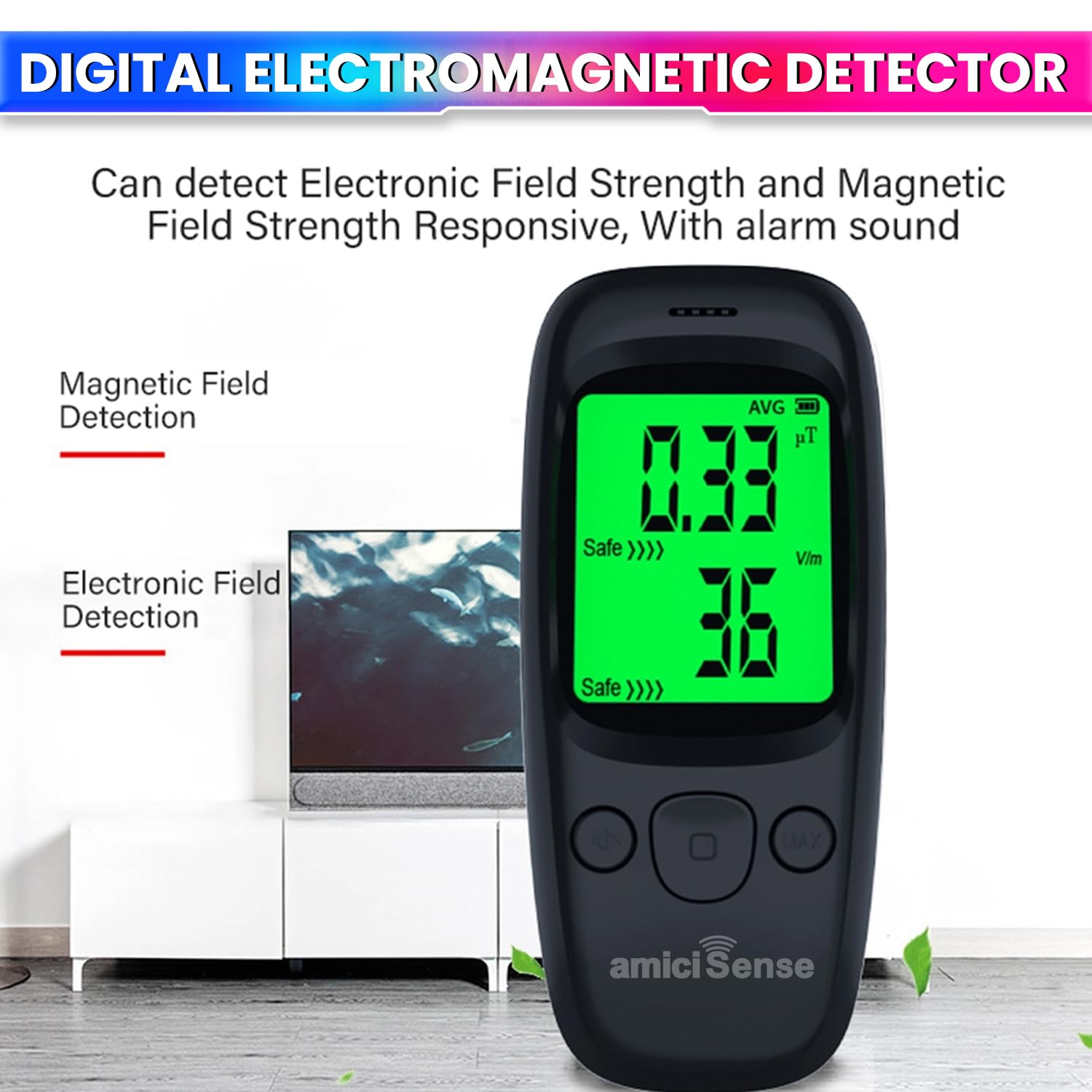 Electromagnetic Radiation Tester EMF Meter with LCD Display & Alarm with Dual Measure Electric and Magnetic Field