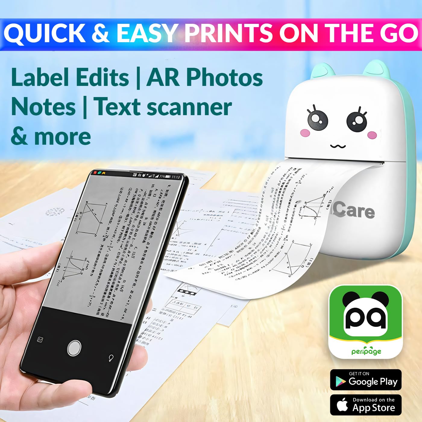 Mini Thermal Printer, Inkless Rechargeable Printer with WalkPrint Mobile App Connectivity amiciKart c0tmiz-hs.myshopify.com