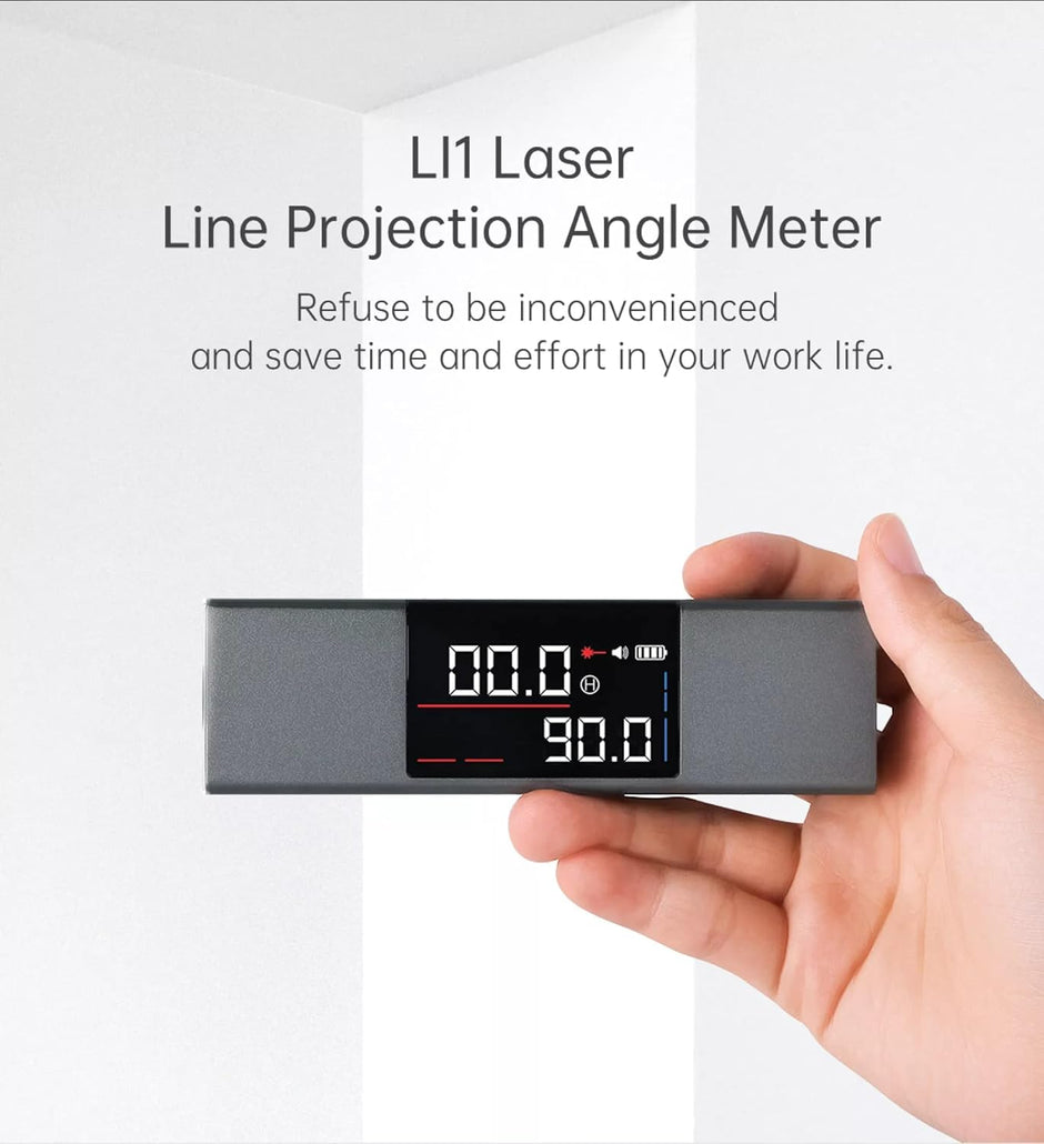 amiciSense Laser Angle Meter, Type-C Rechargeable Digital Protractor with 2 Axis Level, 2 HD Display and Retractable Aluminum Tripod Stand