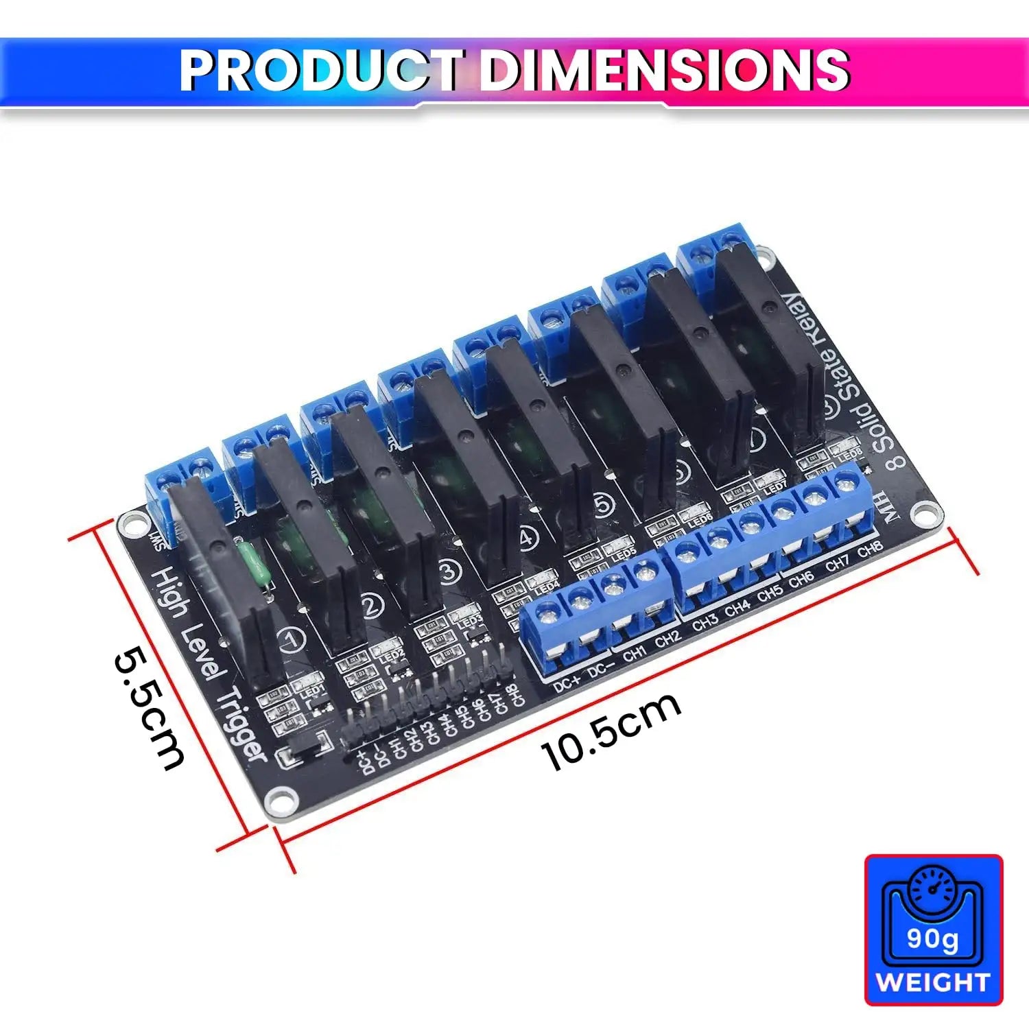 5V Relay 8-Channel Module High-Level Solid State Relay Board for Uno, Raspberry Pi 240V 2A AC Load Control