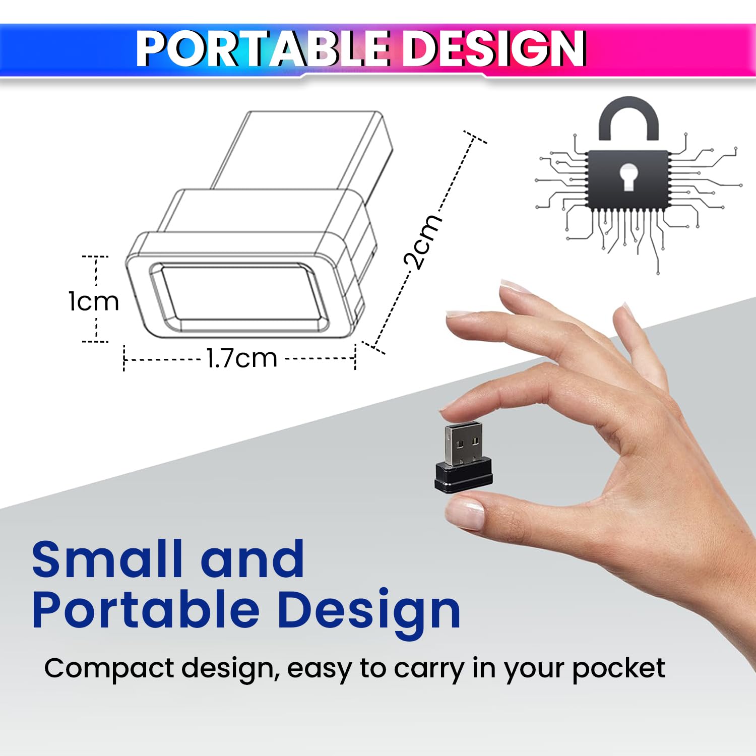 amiciSmart USB Fingerprint Reader for Desktop/Laptop Password-Free Login, Biometric Scanner Compatible with Windows 10/11