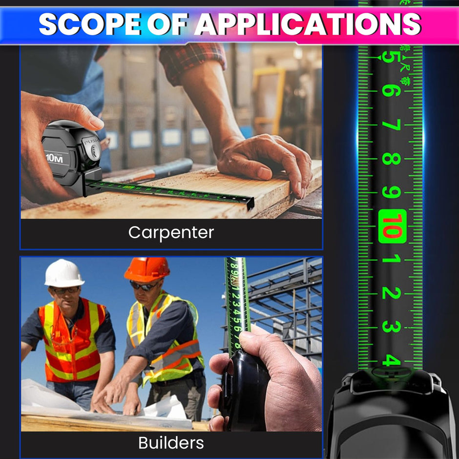 10m Auto-Locking Measuring Tape – Heavy-Duty Steel Tape with Smooth Retraction (cm Scale Only) amiciKart