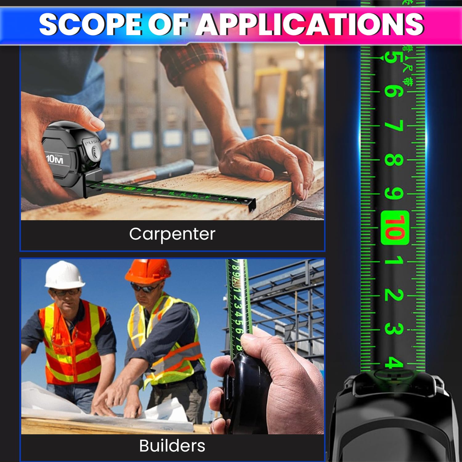 10m Dual-Unit Measuring Tape in cm & Feet with Auto-Lock & Smooth Retraction Heavy Duty ABS Case with Belt Clip amiciKart c0tmiz-hs.myshopify.com