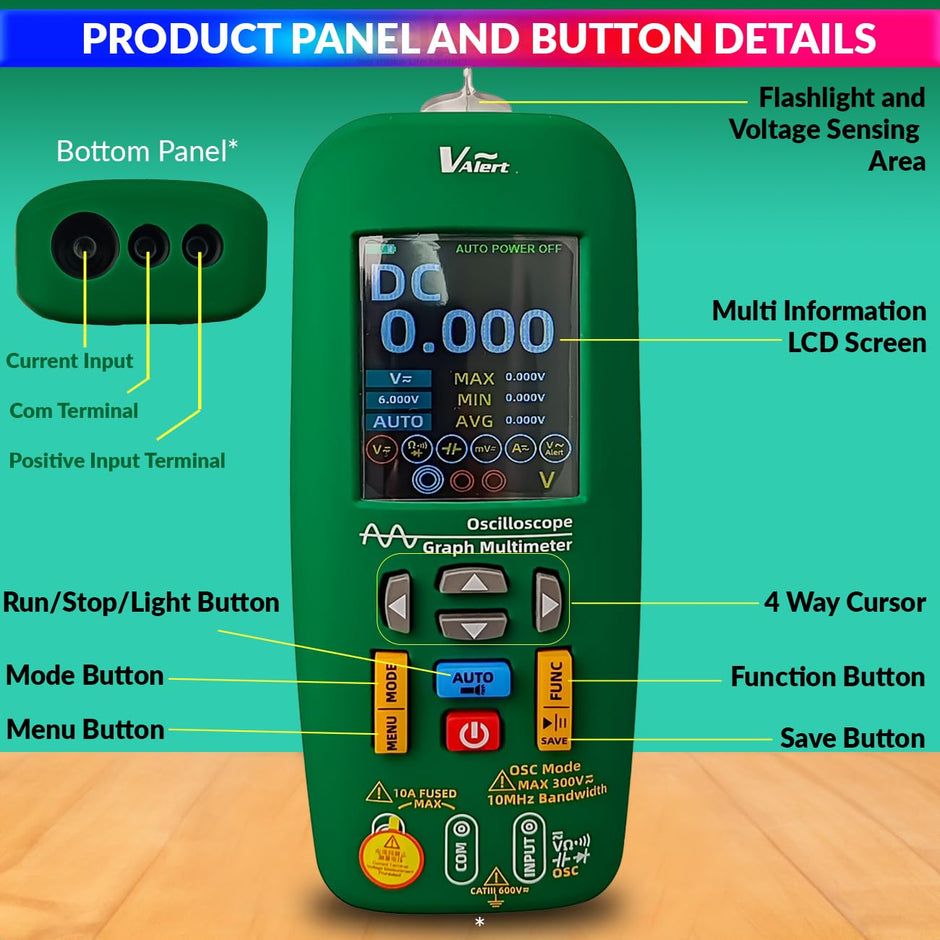 3-in-1 Digital Oscilloscope, Multimeter & Test Pen, Rechargeable, 2.8