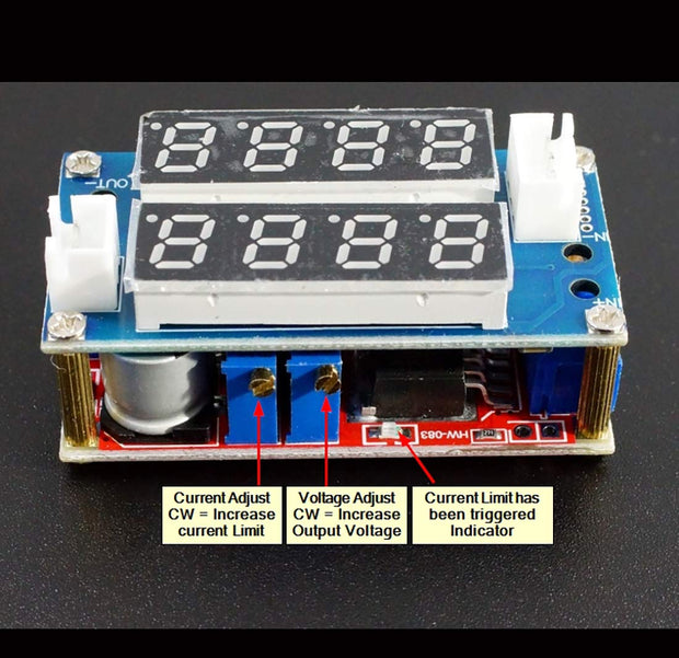 amiciSmart 2 in 1 DC-DC 5A Buck Convertor Adjustable Power CC/CV Step-Down Charge Power Supply Module